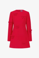 Aliza Bow Long Sleeve Mini Dress - Vermilion