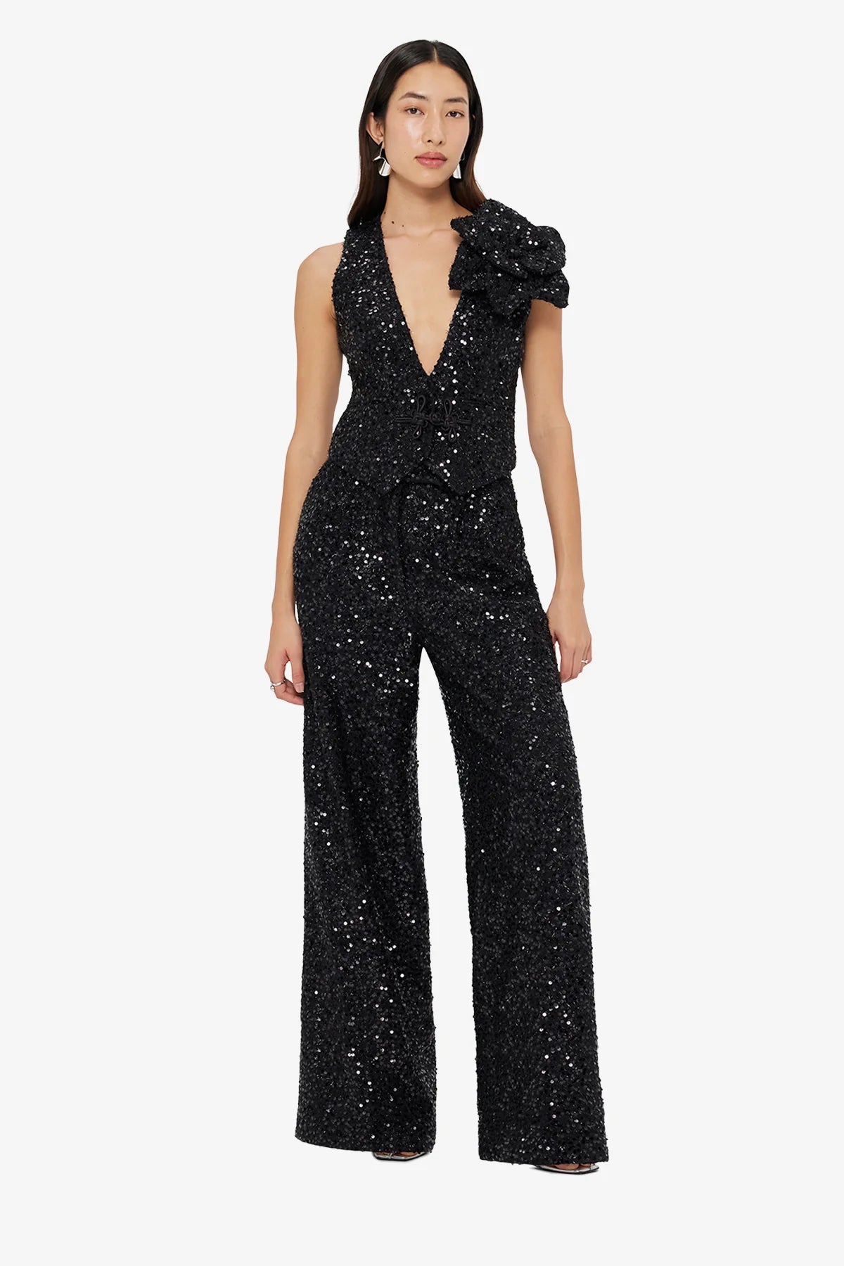 Anna-May Sequin Vest - Onyx