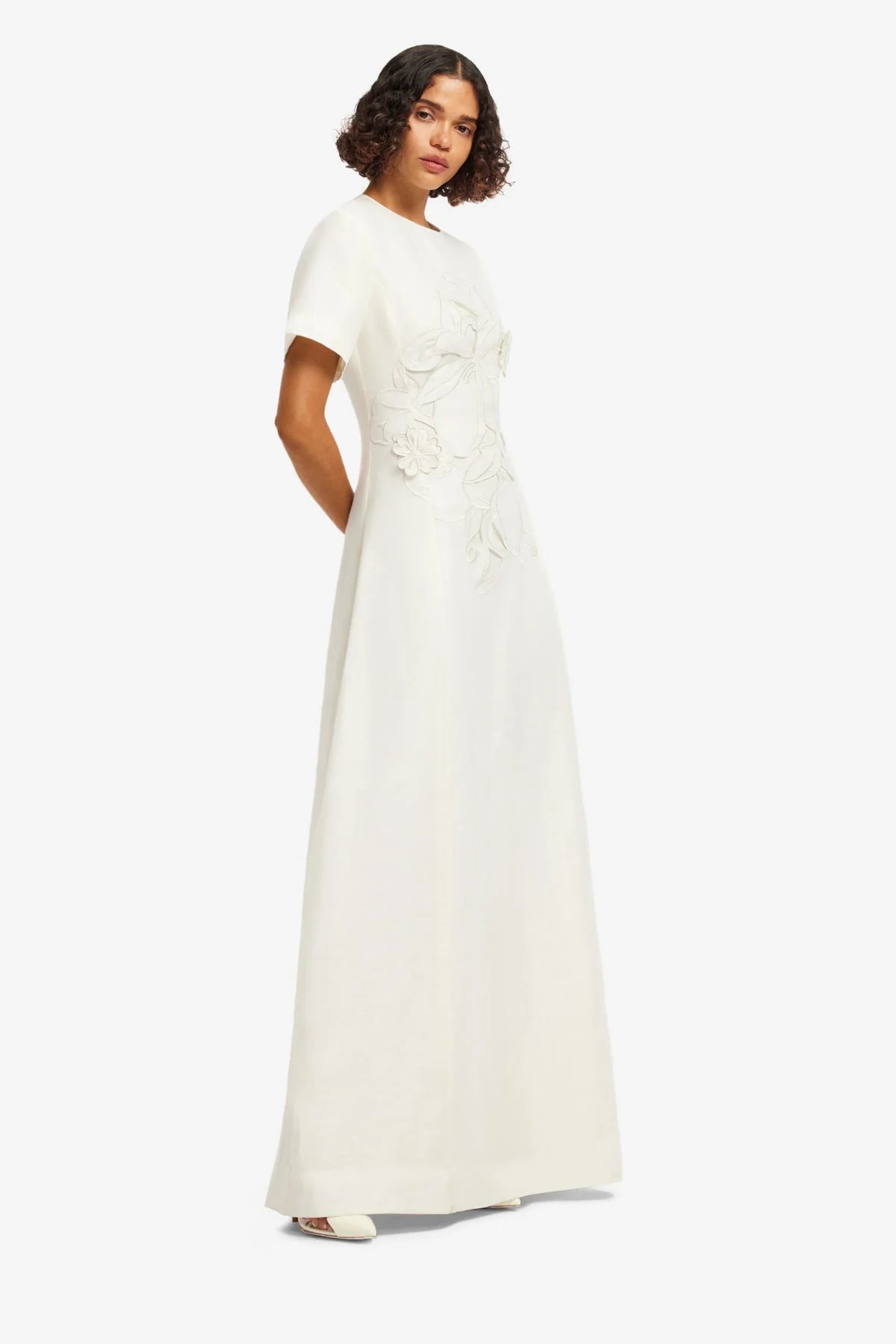 Alice Appliqué Short Sleeve Maxi Dress - Snow